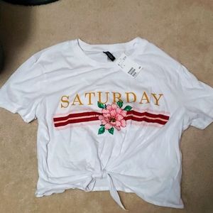 H&M Divided white cropped Tee